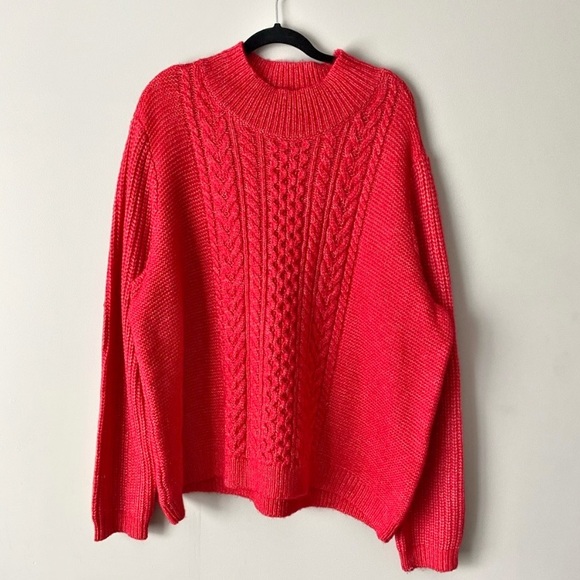 NWT Loft Plus Crimson Cable Soft Knit Cropped Turtleneck Sweater Women's 24/26 - Picture 3 of 12